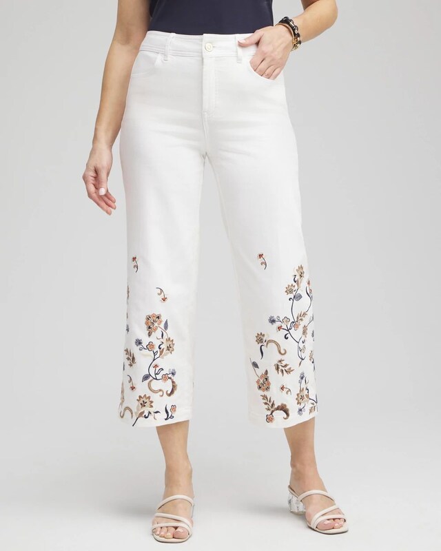 Embroidered Cropped Trouser Jeans